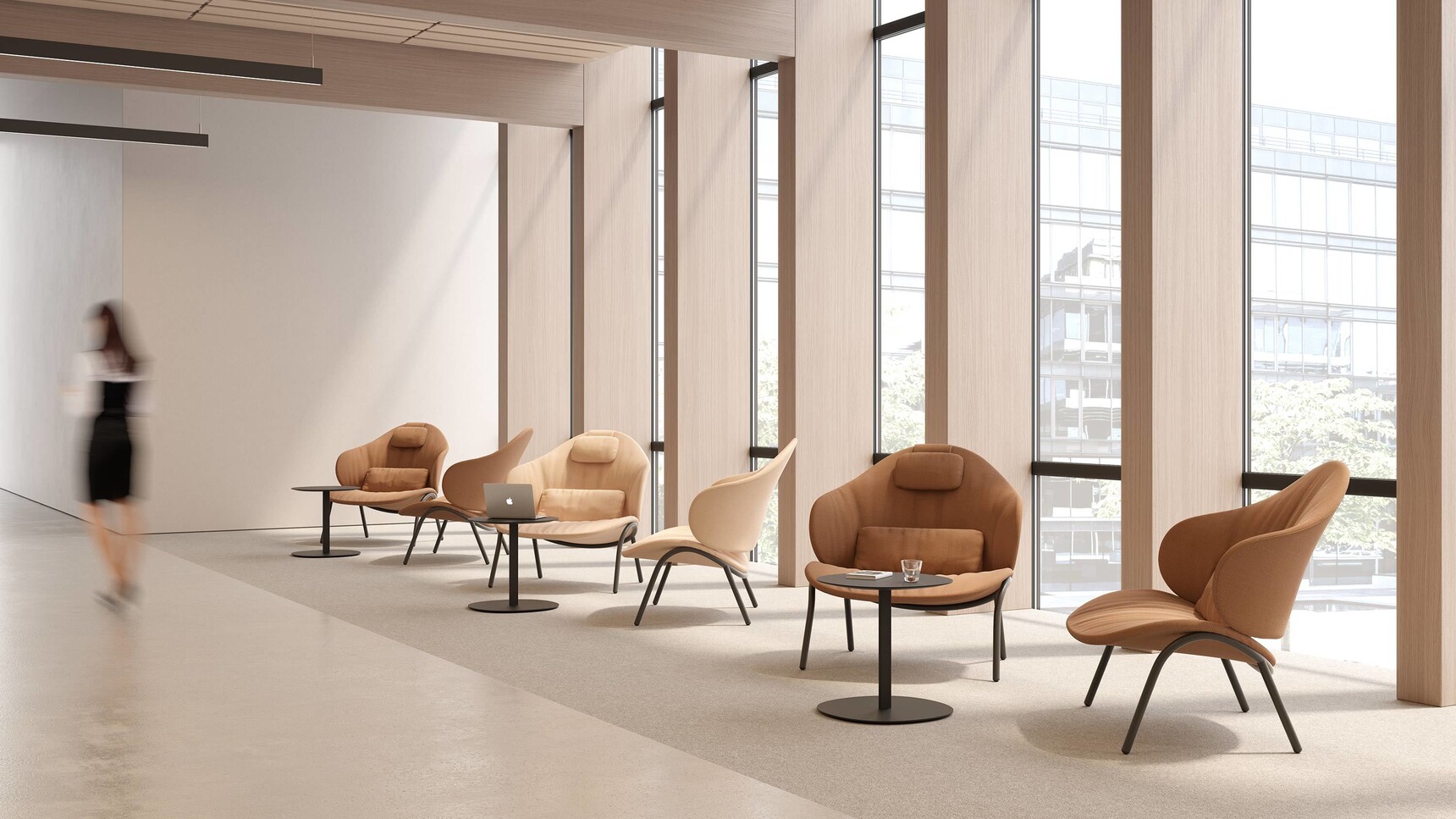 Viccarbe Funda Bold Lounge Chair With Ottoman In Office Setting