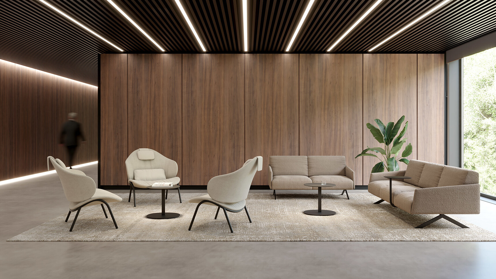 Viccarbe Funda Bold Lounge Chair With Ottoman In Office Environment