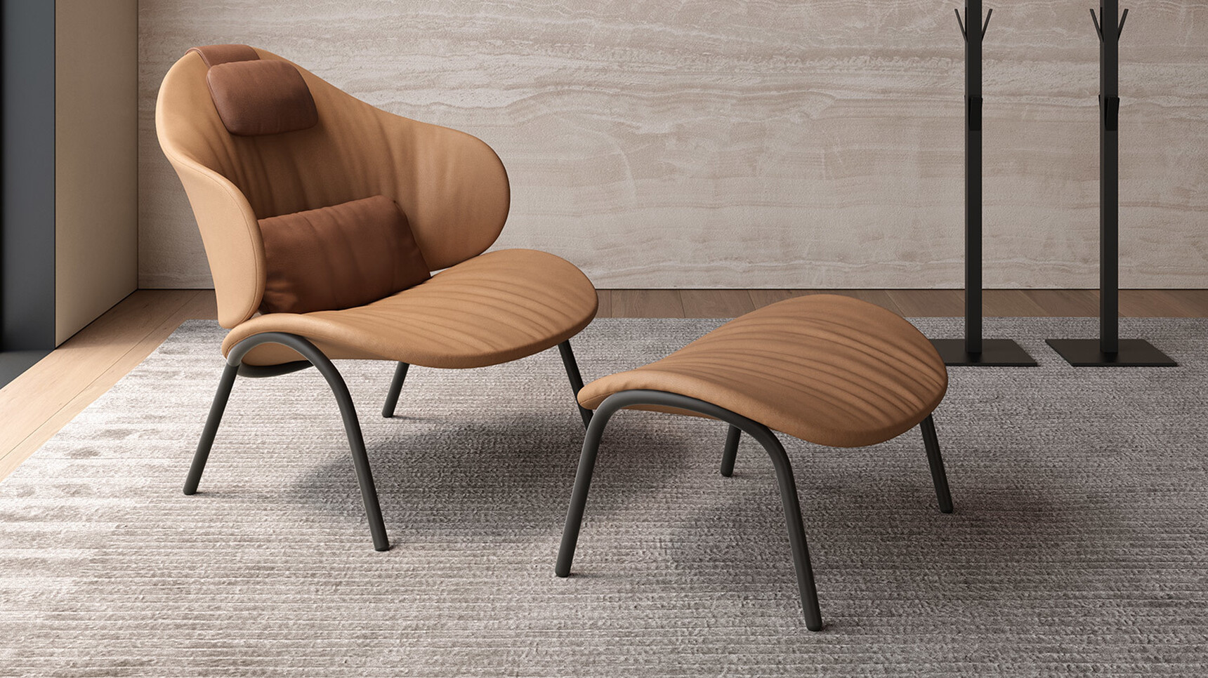 Viccarbe Funda Bold Lounge Chair With Ottoman In Situ Image