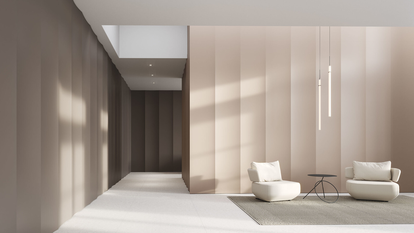 Viccarbe Bamba Low Table With Two Chairs In Office Setting