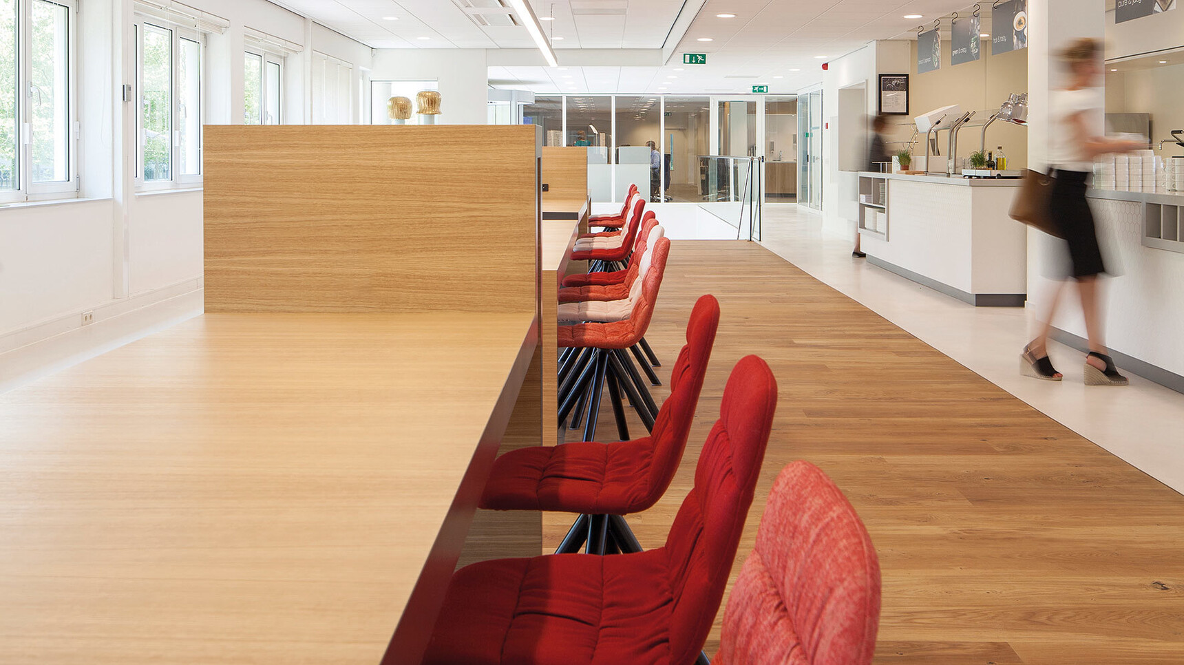 Viccarbe Maarten Soft Upholstered Chairs With Metal Swivel Bases In Office Setting