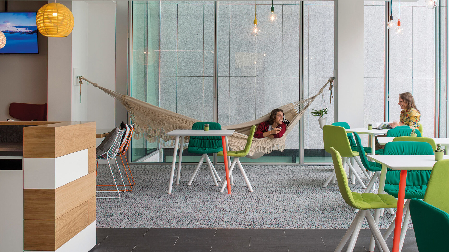 Viccarbe Maarten Soft Upholstered Chairs With Metal Swivel Bases White Bases In Office Setting