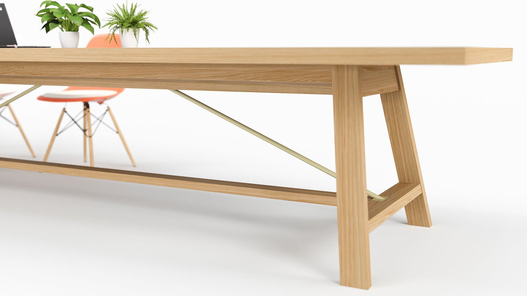 Workbench Whitchurch Rectangular Conference Table With Chairs And Plant At Table Detail Image