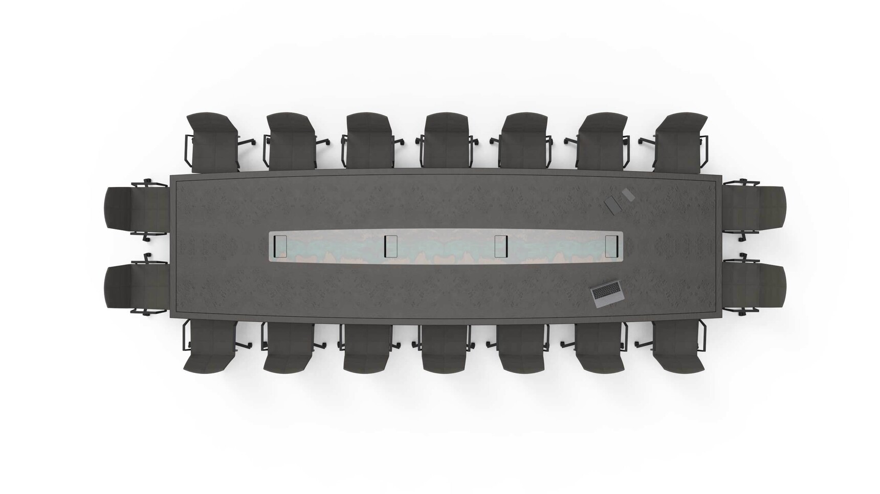 Workbench Slab Barrel Conference Table Black Finish Overhead Family Image