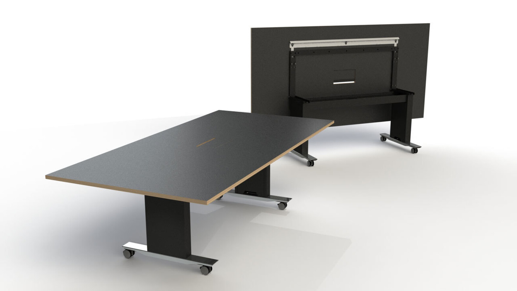 Workbench Sutton Flip Top Tables One Flipped Wood Black Finish Family Image