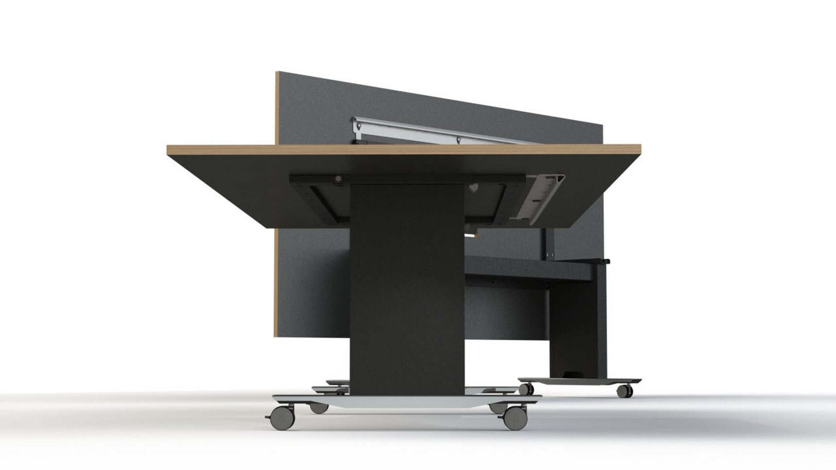 Workbench Sutton Flip Top Tables One Flipped One Down Wood Black Finish Family Image