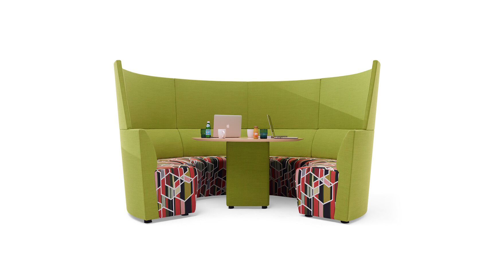 Orangebox Away From The Desk Curved Seating Booth Green Upholstery Family Image