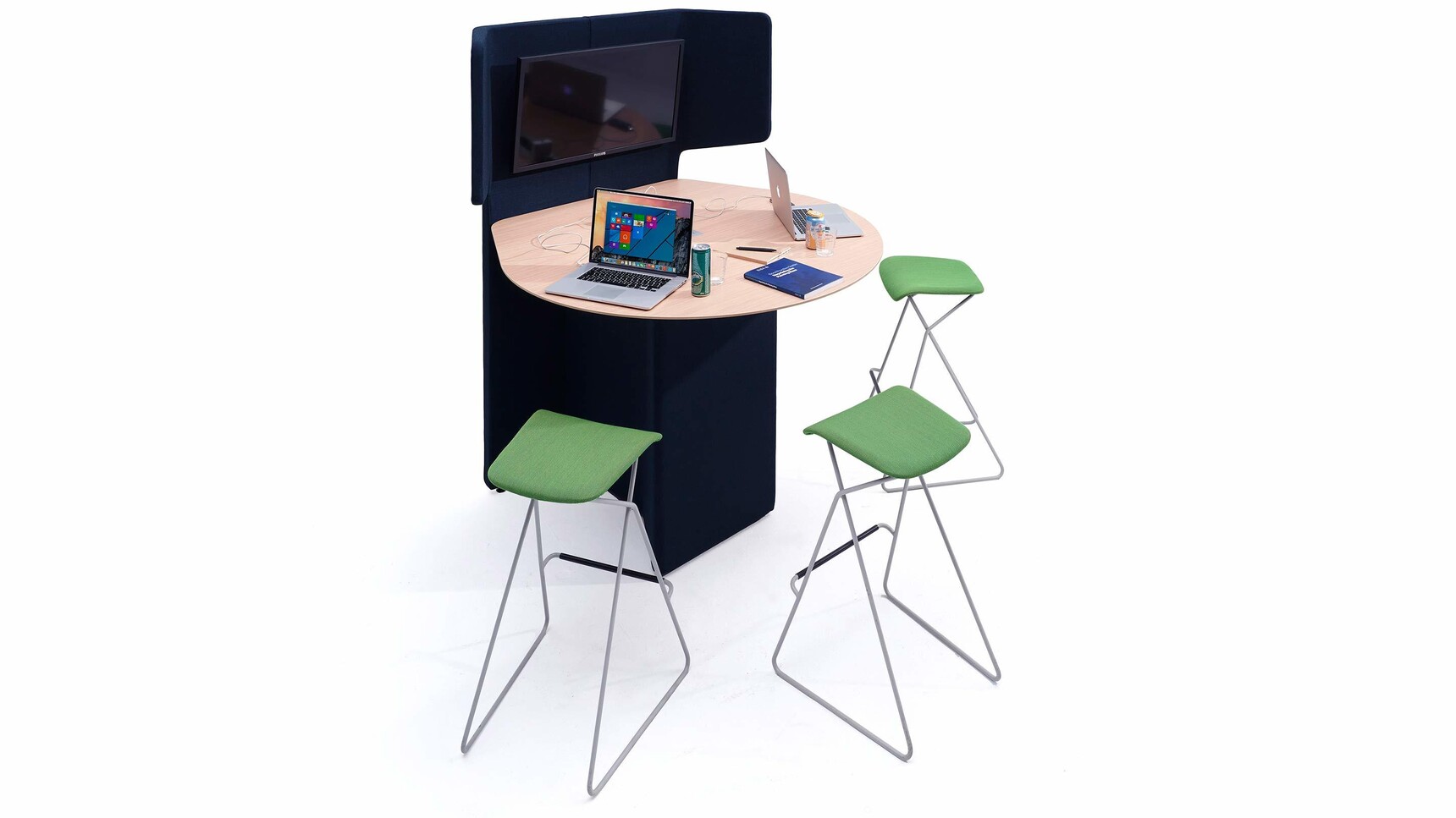 Orangebox Away From The Desk Media Unit With Three Stools Family Image