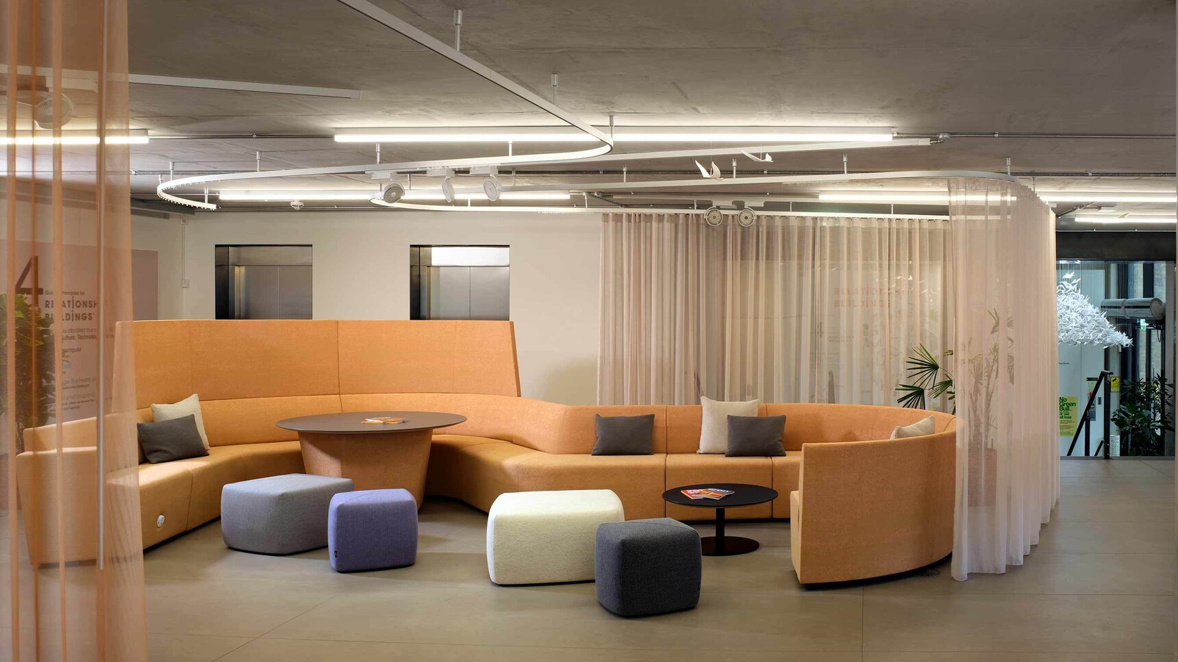 Orangebox Away From The Desk Modular Sofa Orange In Office Environment