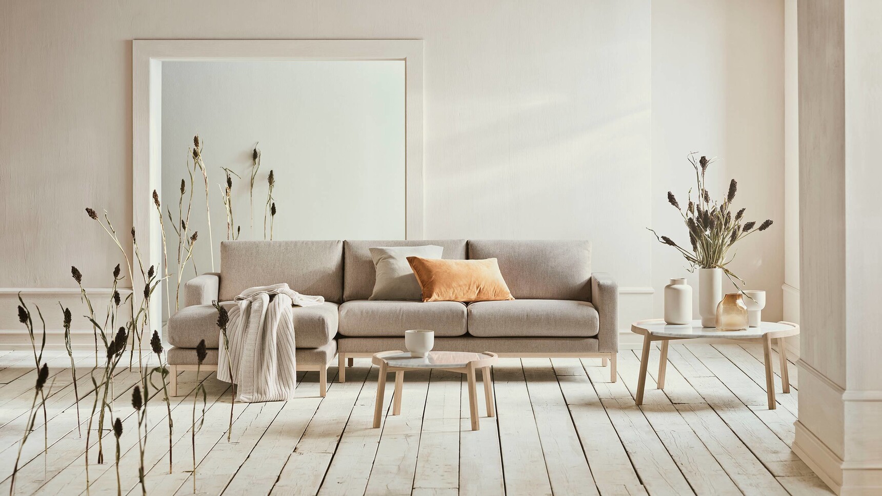 Bolia Coffee Table Mix O 650 x H 350 mm White Grey Marble In Office Setting