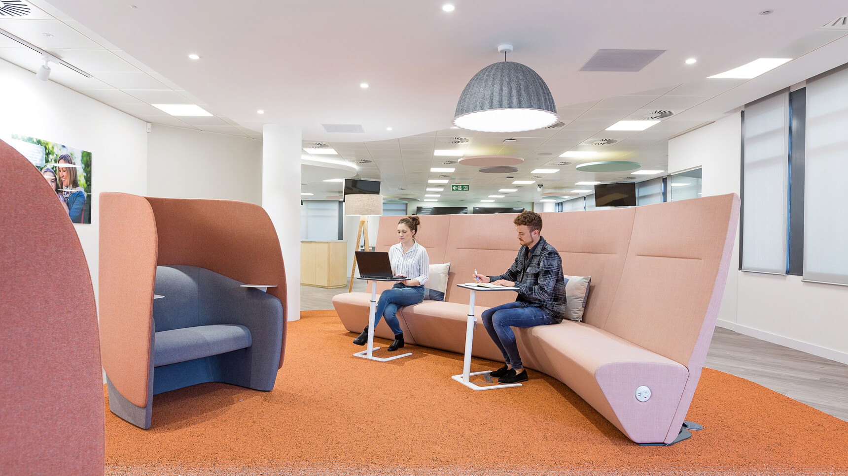 Two Boss Design Flamingo Laptop Tables With White Finish In Use By Two People