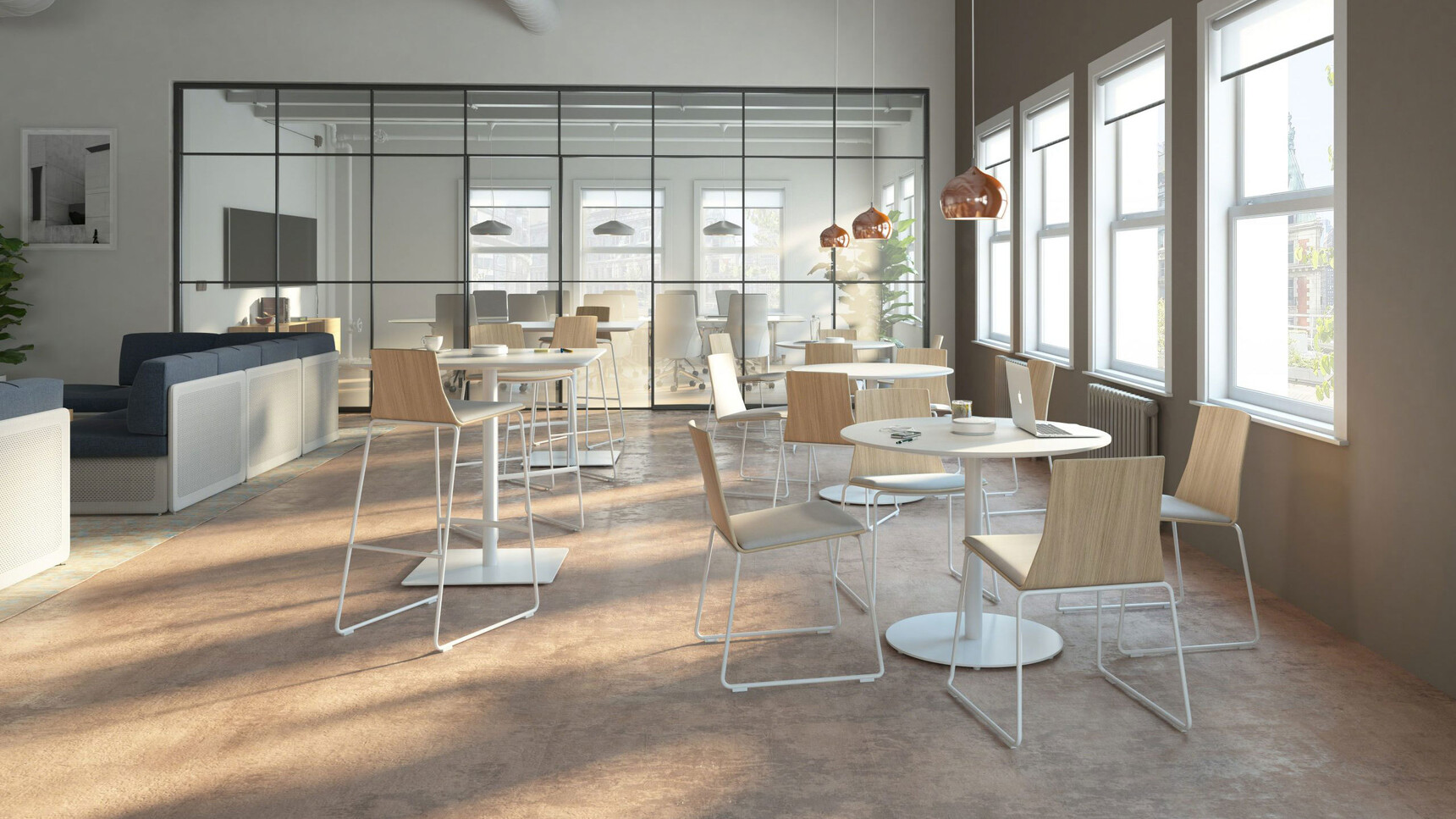 Coalesse Montara650 Stools With Upholstered Seat In Office Setting