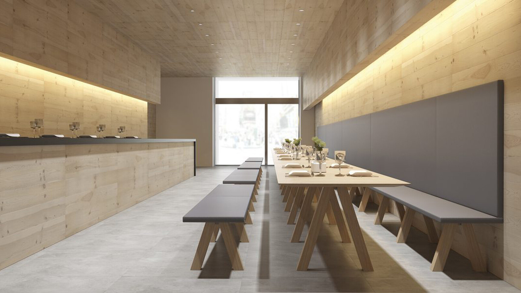 Viccarbe Trestle Upholstered Benches At Trestle Tables Family Image