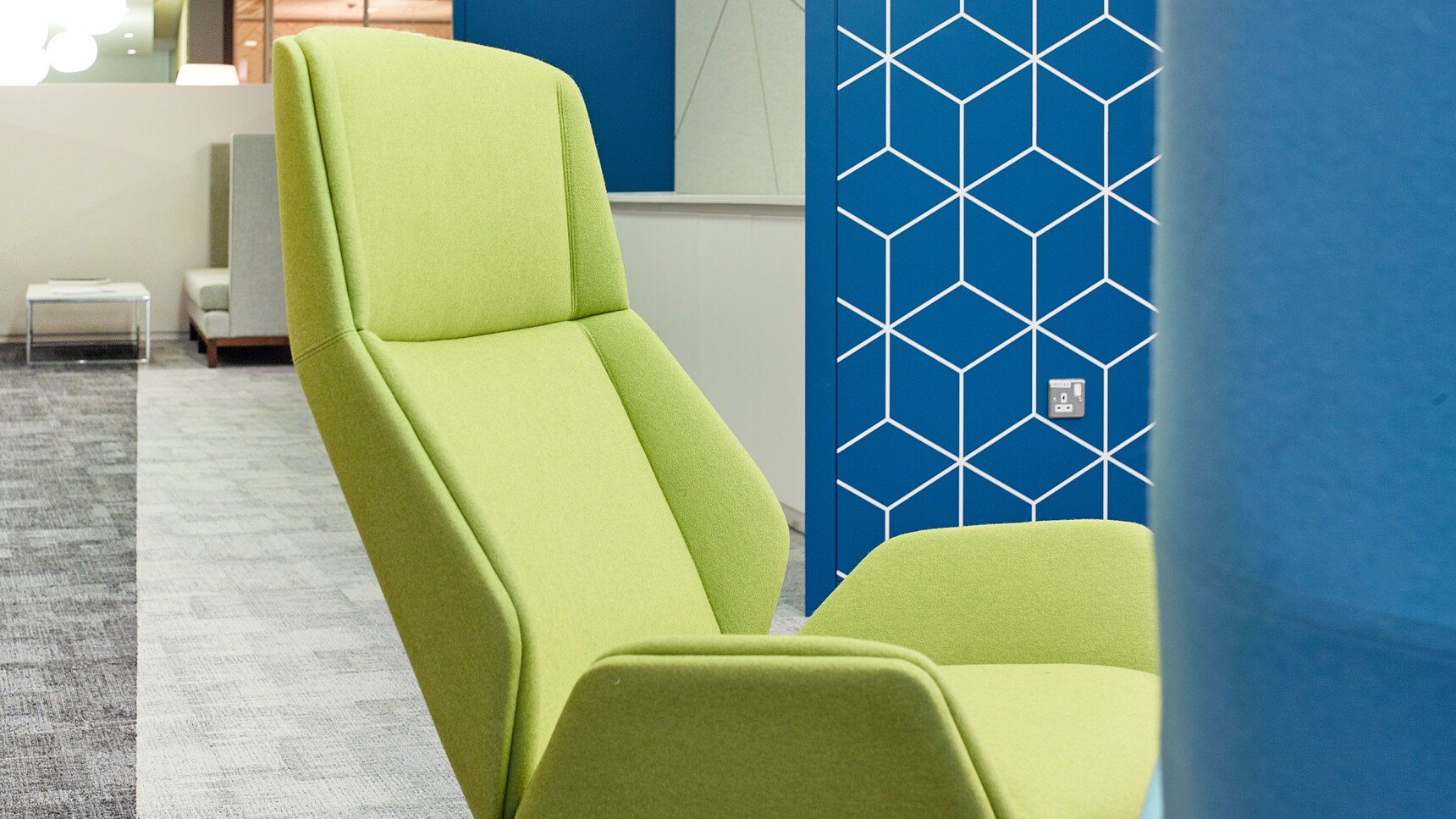 Boss Design Kruze Lounge High Back Chair With Green Upholstery Detail Image