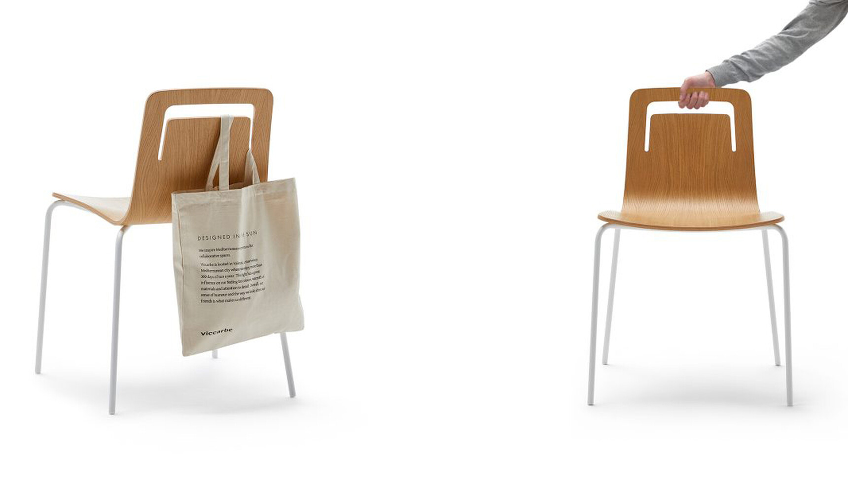 Viccarbe Klip Meeting Chair With Four Metal Base Showing Handle Family Image