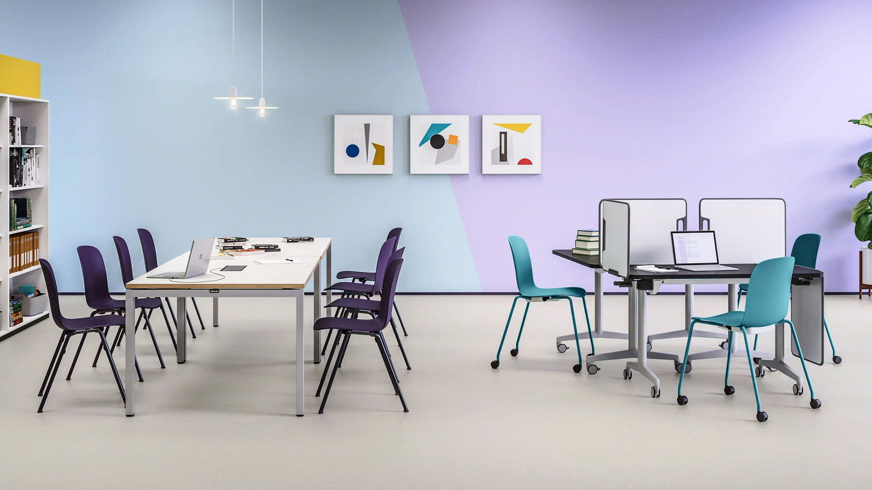 Steelcase Cavatina Meeting Chair Four Leg Purple Seat In Office Setting