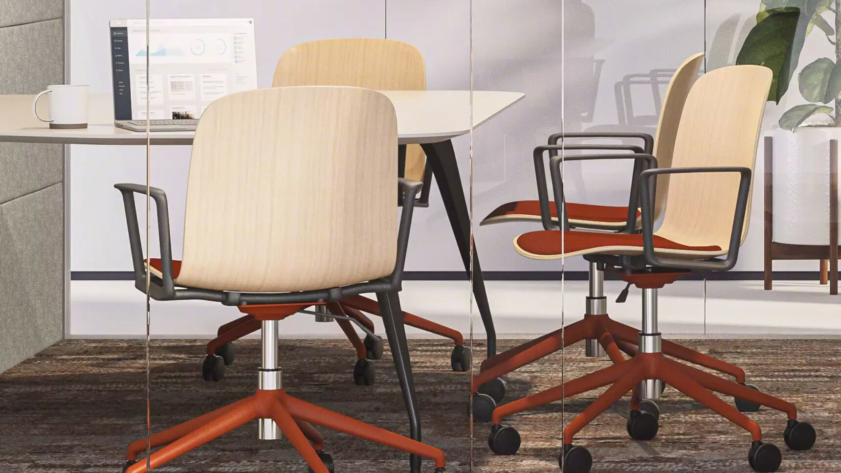 Steelcase Cavatina Fully Upholstered Meeting Chairs Five Star Base Detail Image