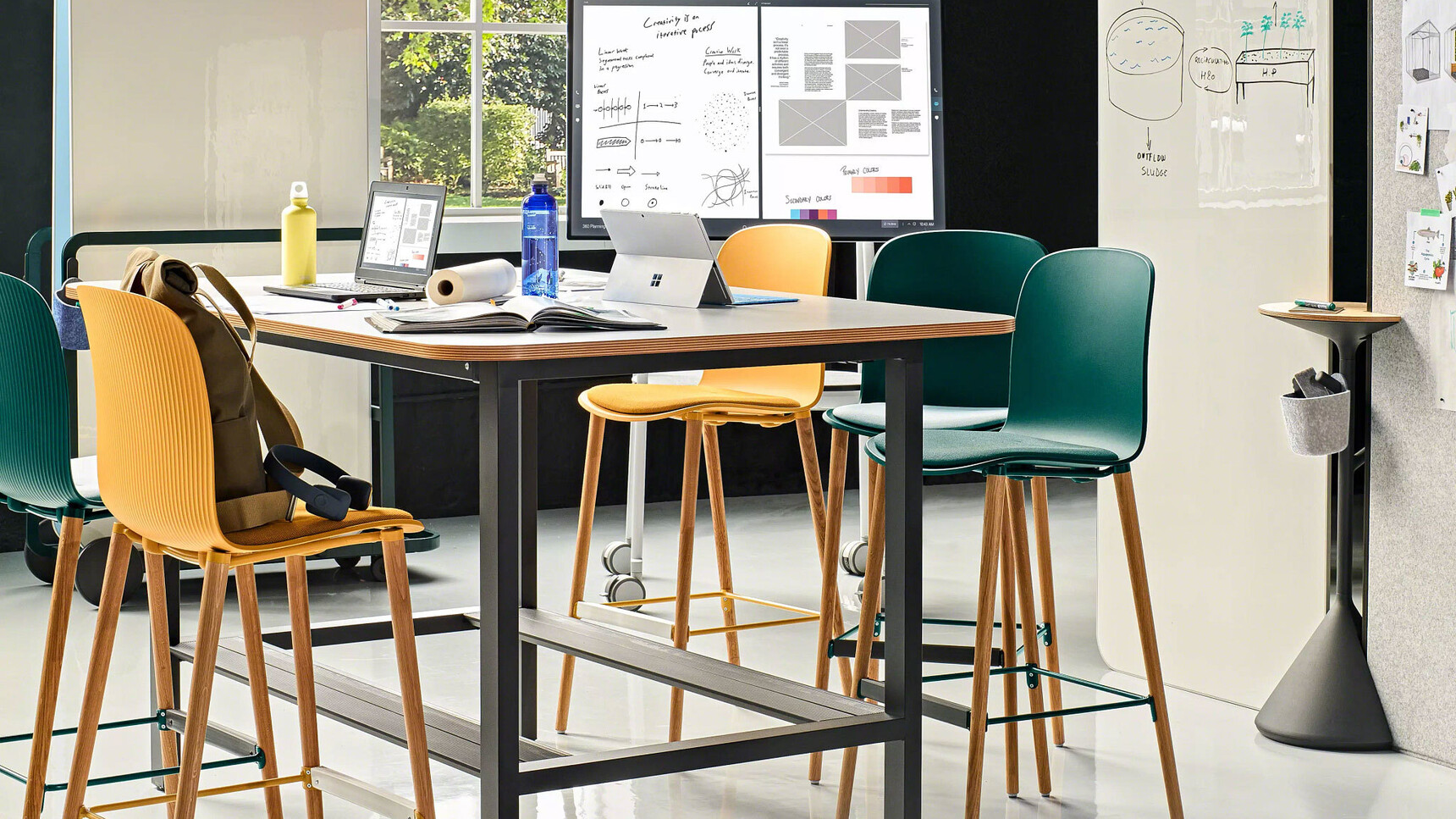 Steelcase Cavatina Stools Four Wood Leg Family Image