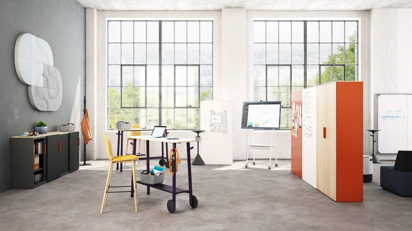 Steelcase Cavatina Stool Four Wood Leg In Office Setting