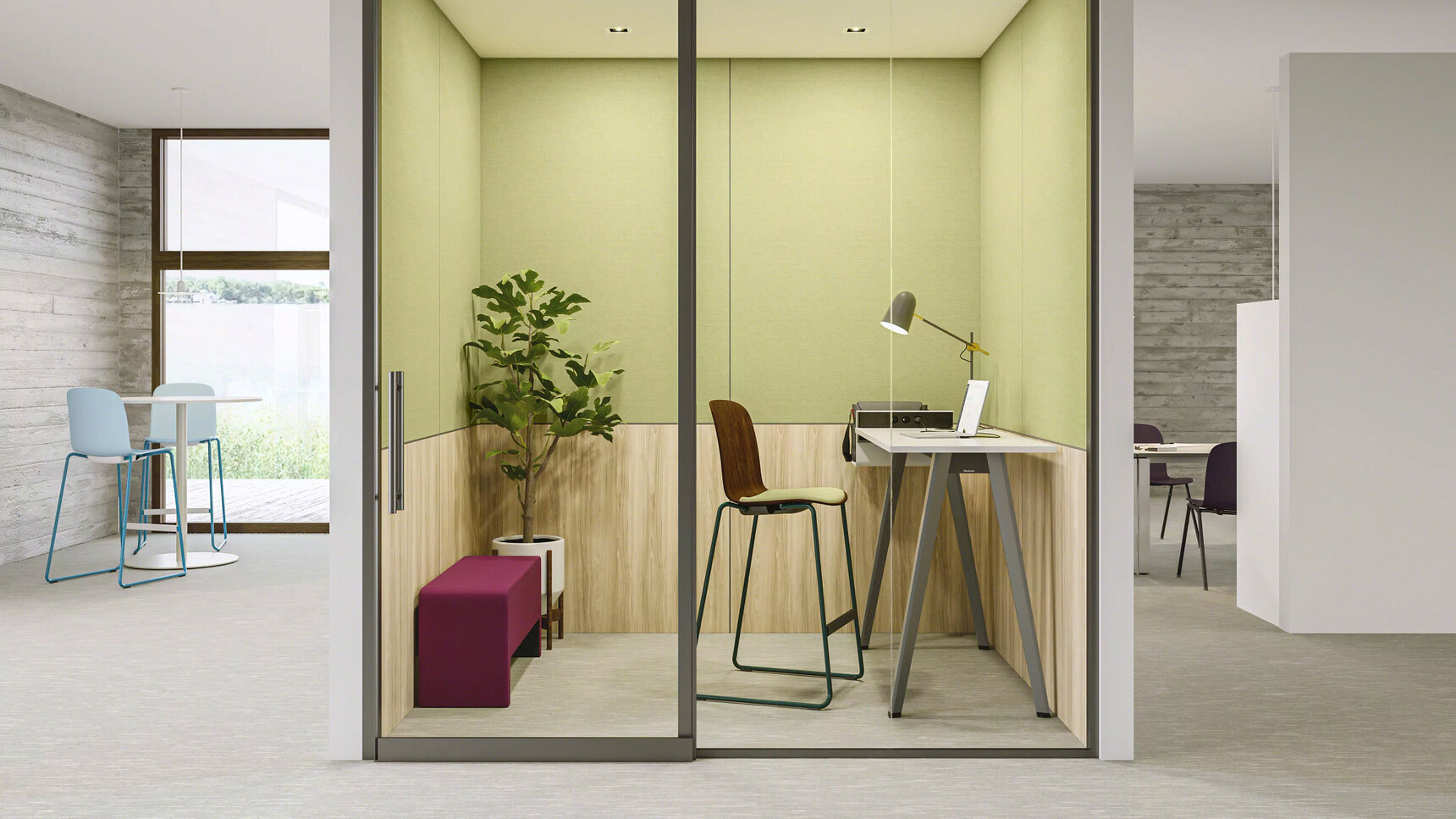 Steelcase Cavatina Stool Sled Base In Office Setting