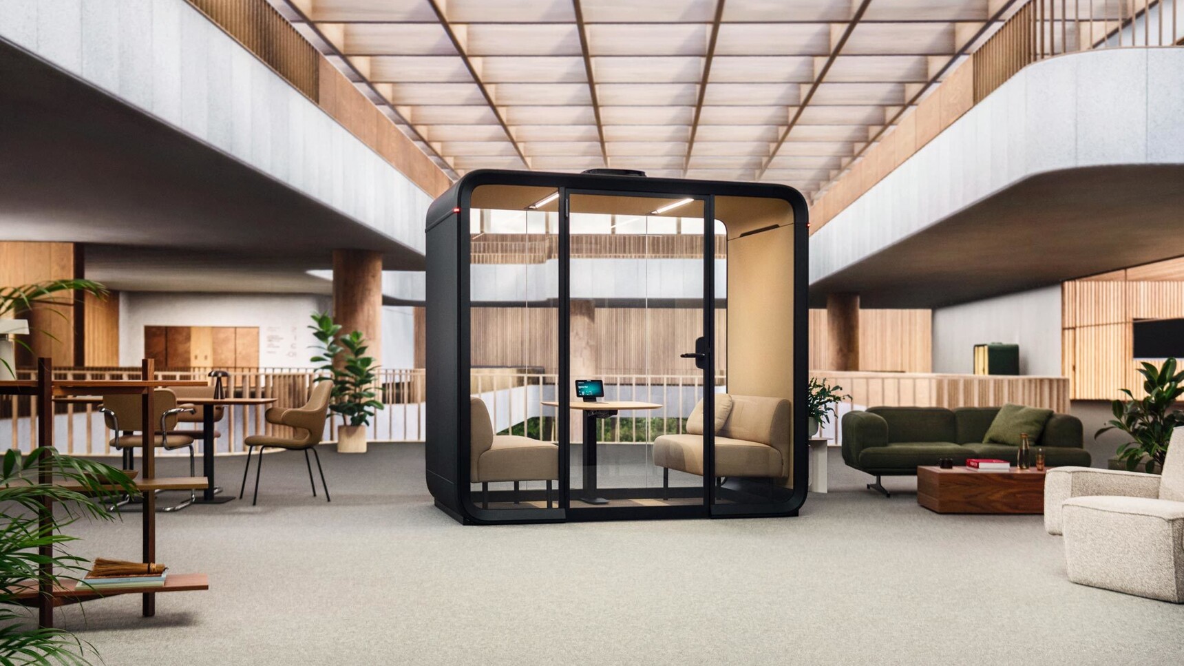 Framery Four Meeting Pod Black Finish In Office Setting