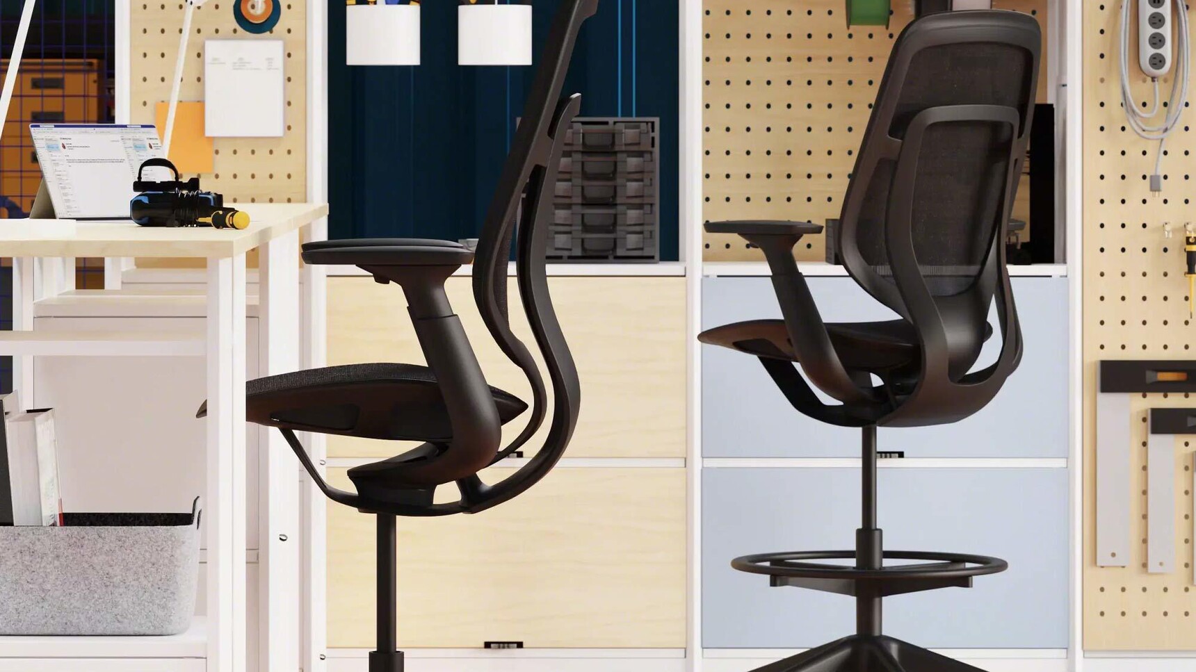 Steelcase Karman Draughtsman Office Chairs In Office Setting Detail Image
