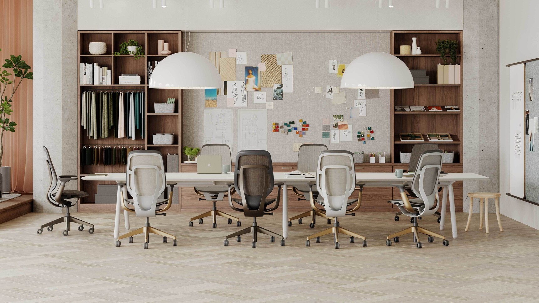 Steelcase Karman Office Chairs With Lux Finish At Table In Office Setting