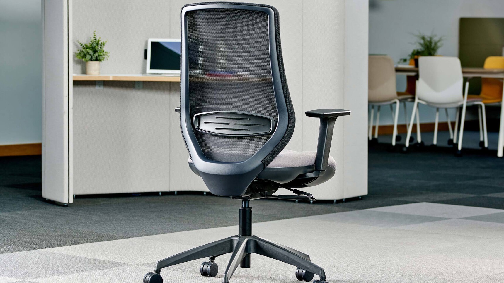 Ocee Four Design Emi Mesh Back Office Chair Grey Seat At Desk Back Angle