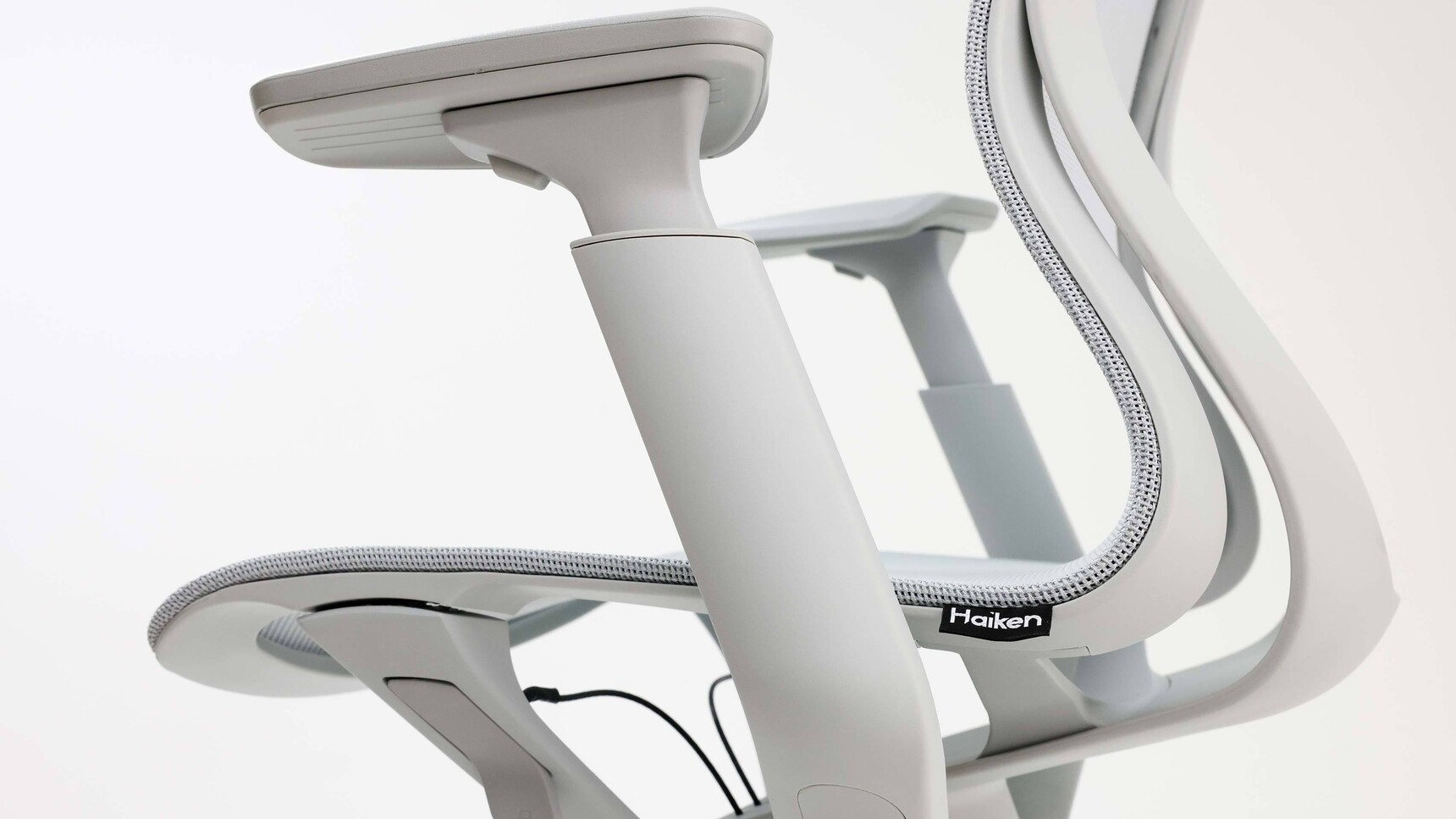 Haiken Hunt Mesh Back Office Chair Grey Finish Detail Image Of Back Arms