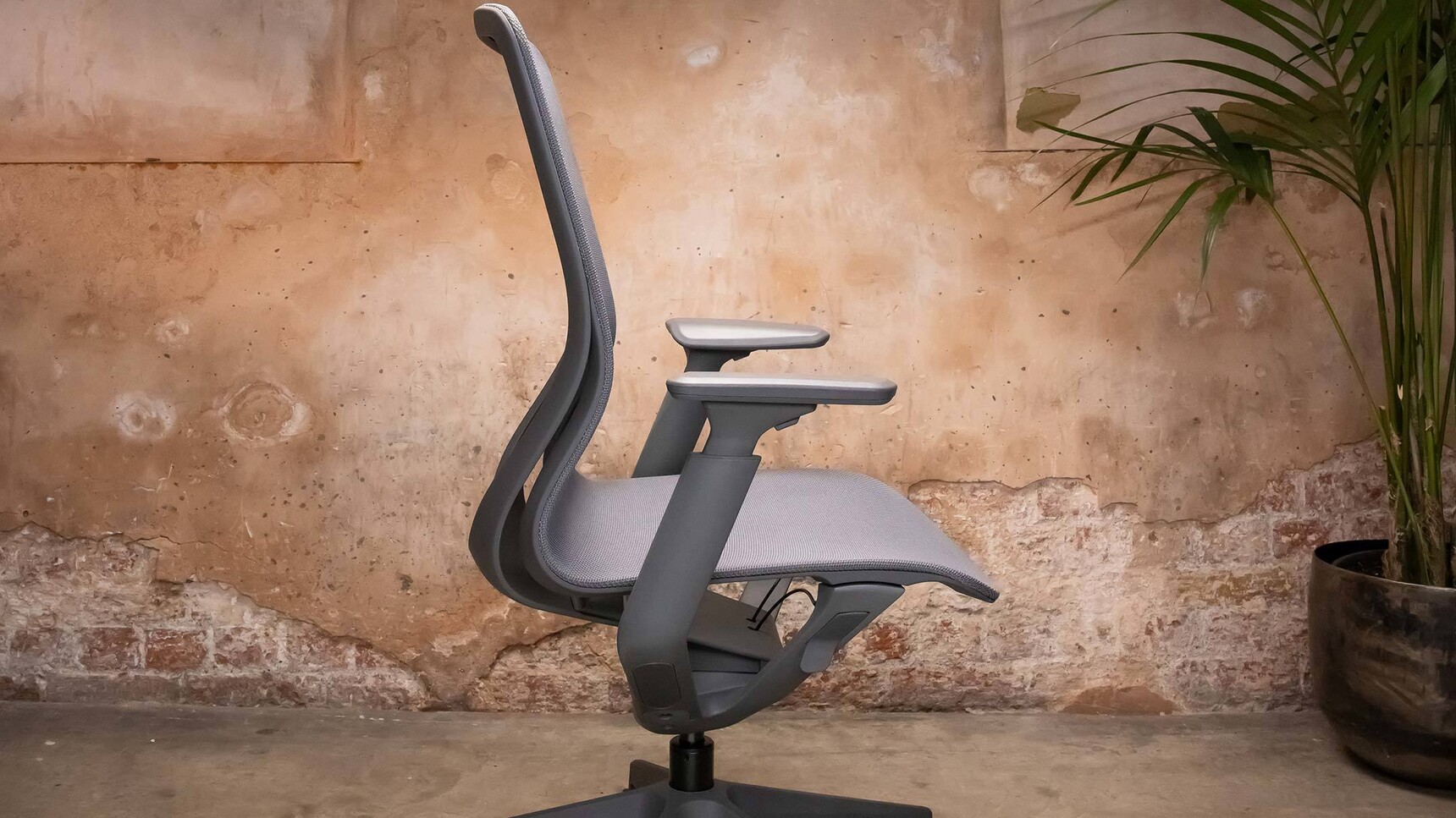 Haiken Hunt Mesh Back Office Chair Grey Finish Side Angle