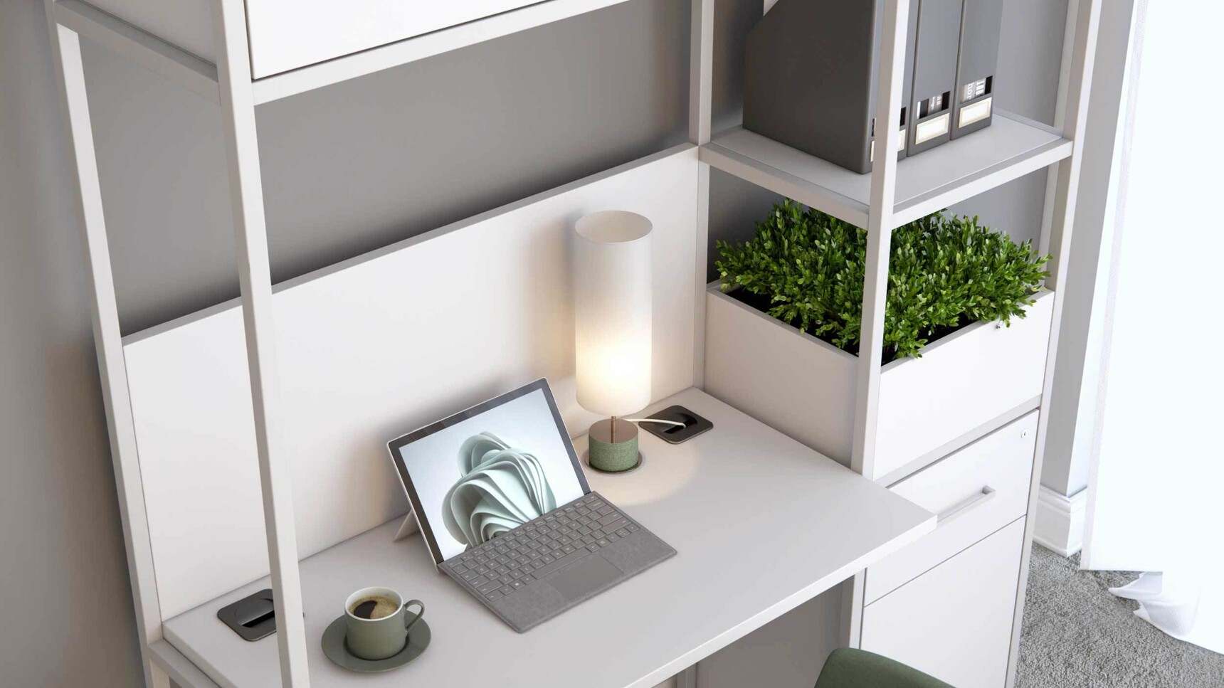 Elite Cubeform Home Study Station White Finish In Home Office Detail Image