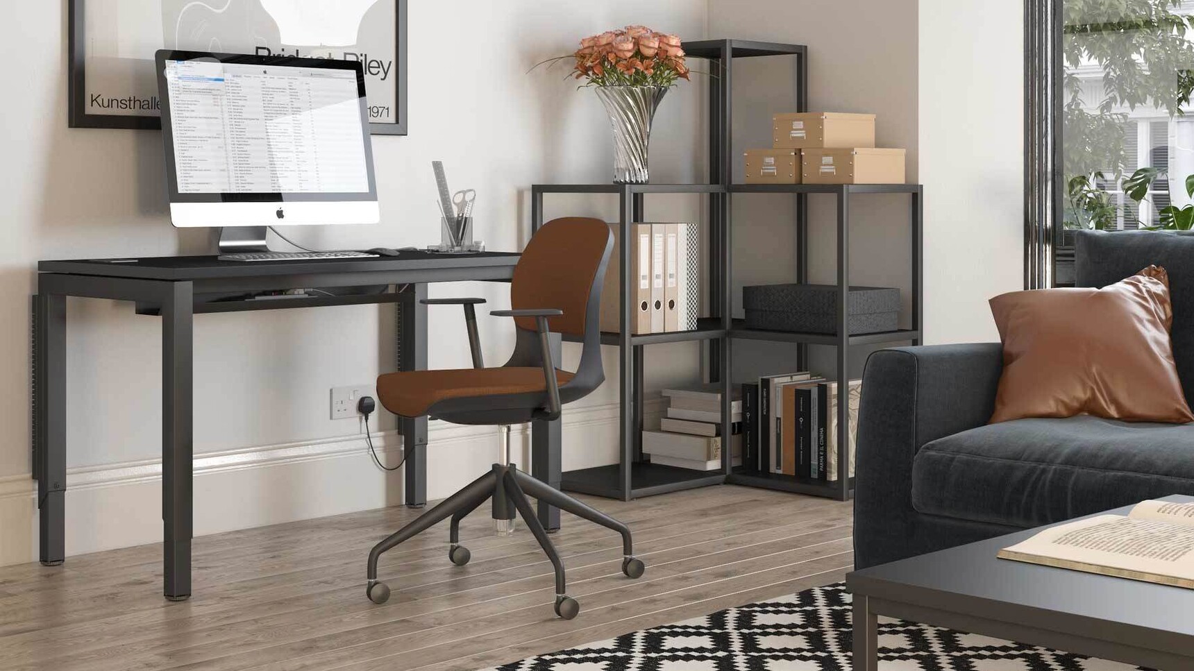Elite Office Furniture Ace Meeting Chair With Four Star Base At Matrix Desk In Home Office