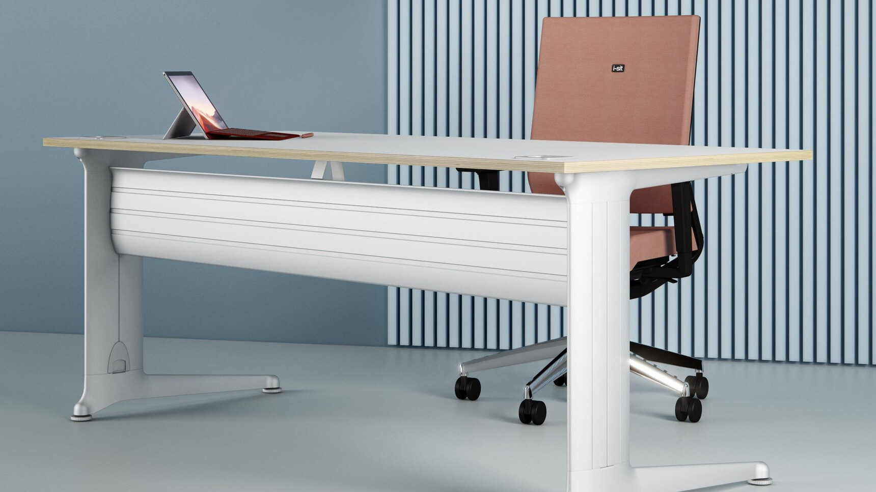 Elite Office Furniture Kassini Rectangular Desk Silver Finish Family Image