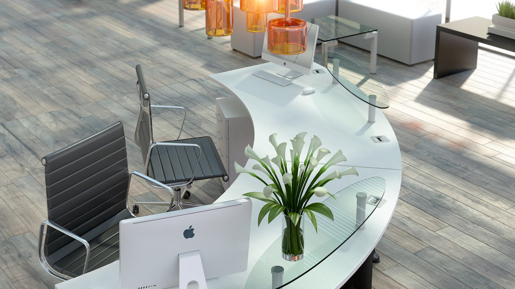 Elite Office Furniture Kassini Radius Reception Desks White Top Detail Image