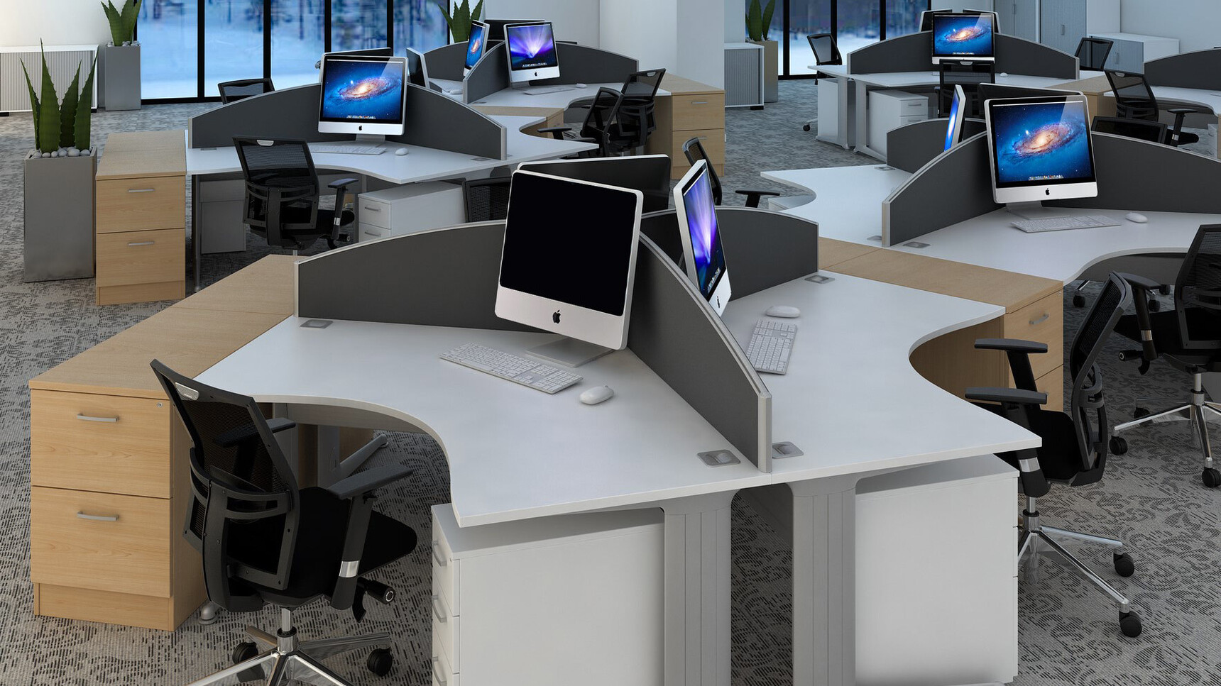 Elite Office Furniture Kassini 120 Degree Workstations White Table Top Detail Image