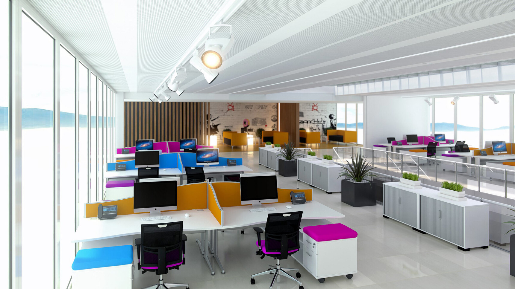 Elite Office Furniture Kassini Double Wave Desks In Office Setting