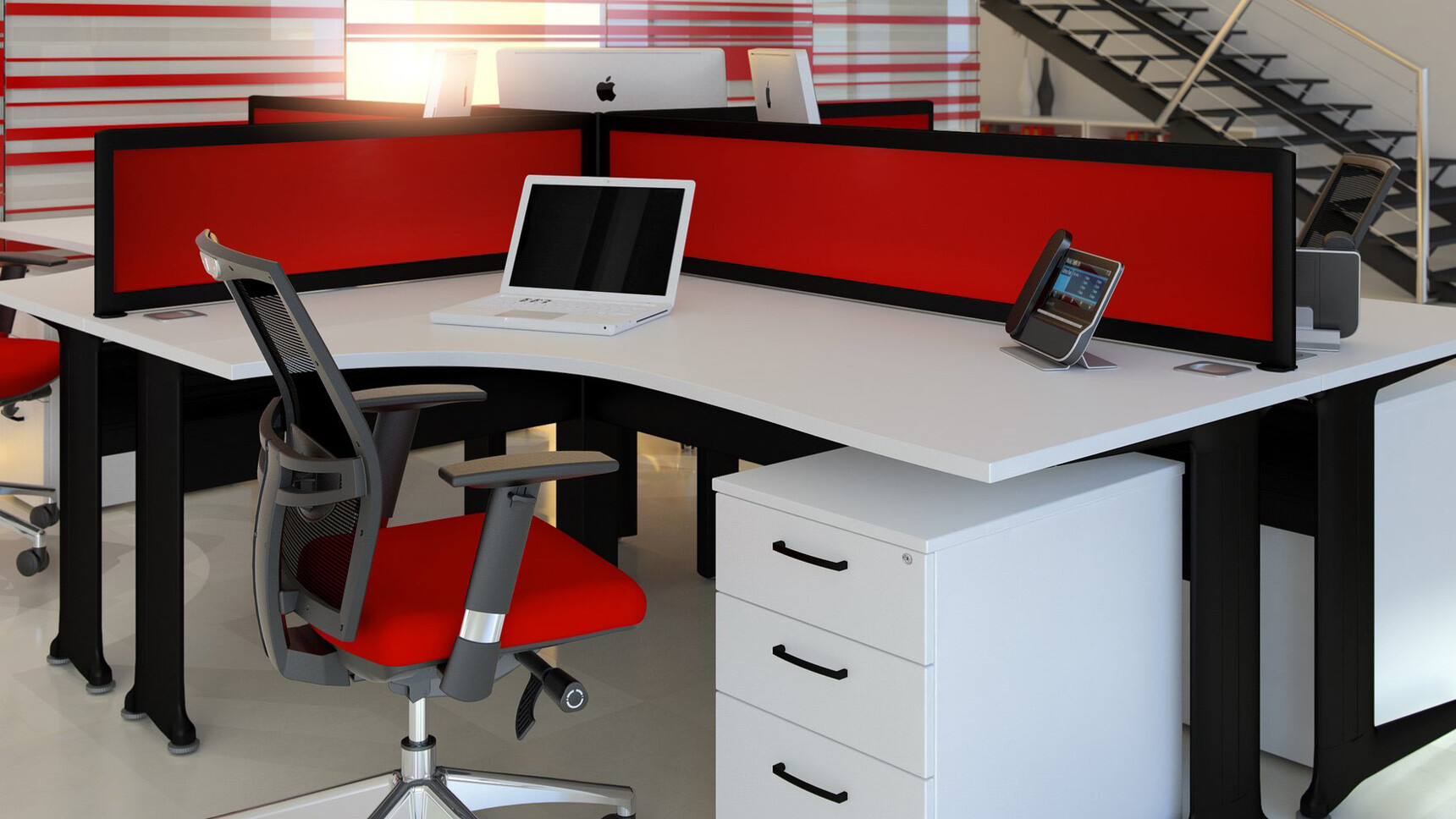 Elite Office Furniture Kassini Crescent Workstations White Top Black Base Detail Image
