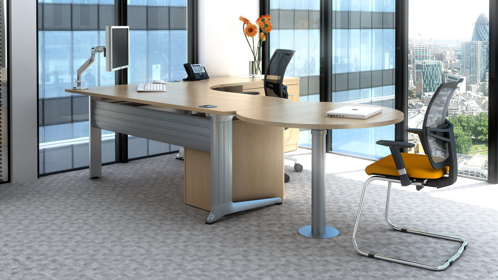 Elite Office Furniture Kassini Radius Crescent Workstation In Office
