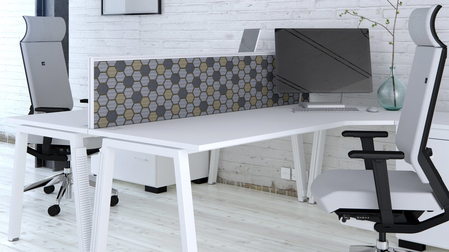 Elite Office Furniture Matrix Angular Workstations White Finish Detail Image