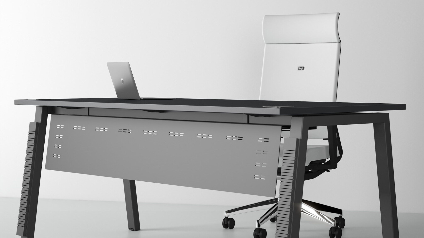 Elite Office Furniture Linnea Rectangular Desk Black Finish Detail Image