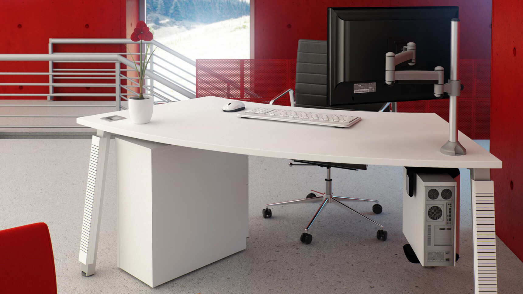 Elite Office Furniture Linnea Radius Reception Desk White Finish Detail Image