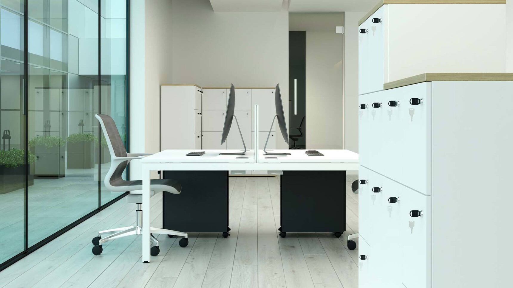 Elite Office Furniture Matrix Bench Desk White Finish Family Image