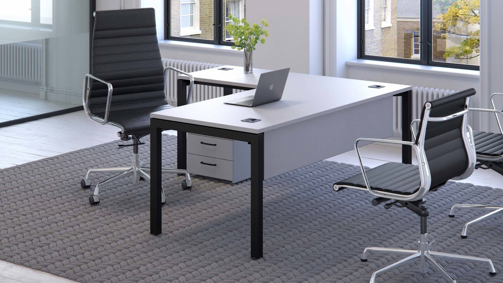 Elite Office Furniture Matrix Managers Workstation White Finish In Office Setting