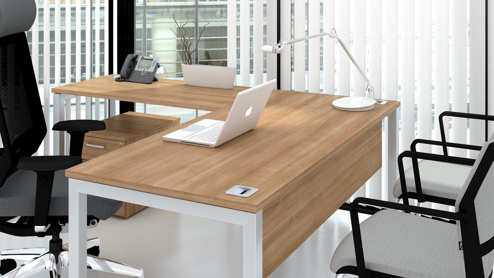 Elite Office Furniture Matrix Managers Workstation Wood Finish Top Detail Image