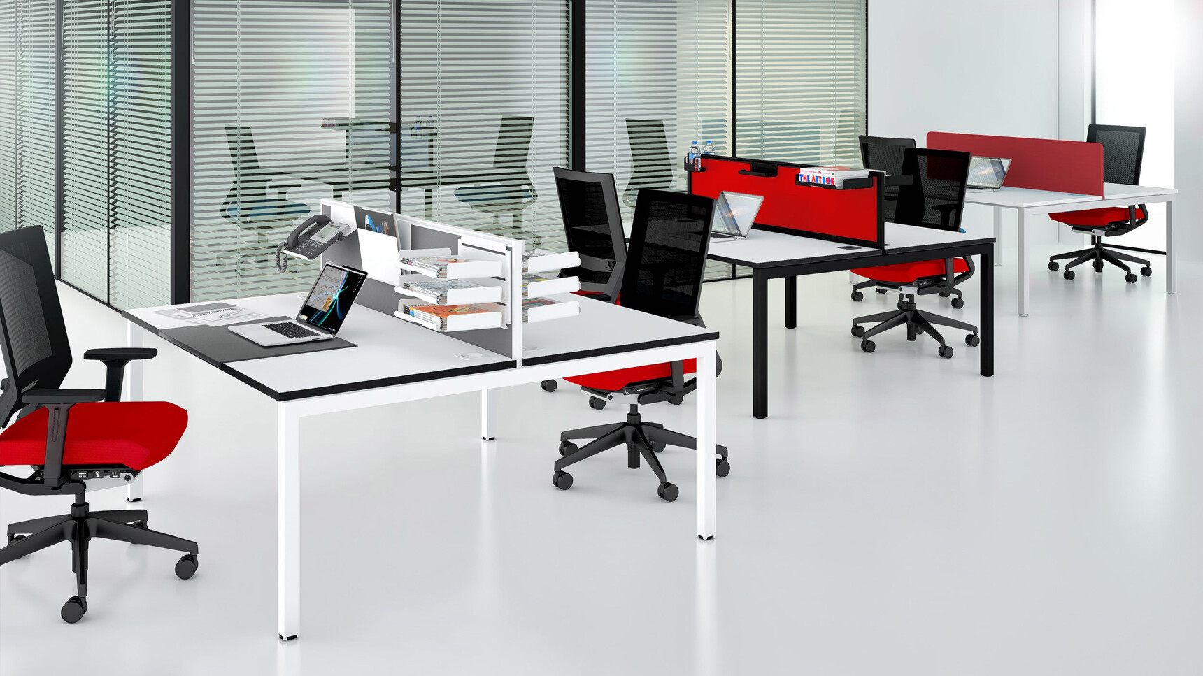 Elite Office Furniture Matrix Bench Desks White Finish In Office