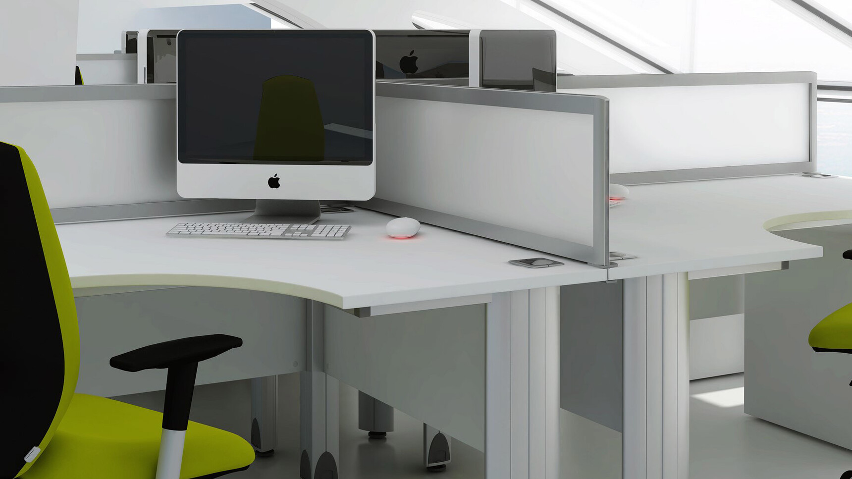 Elite Office Furniture Optima Plus Crescent Workstations with Three Drawer Desk High Pedestals White Finish Detail Image