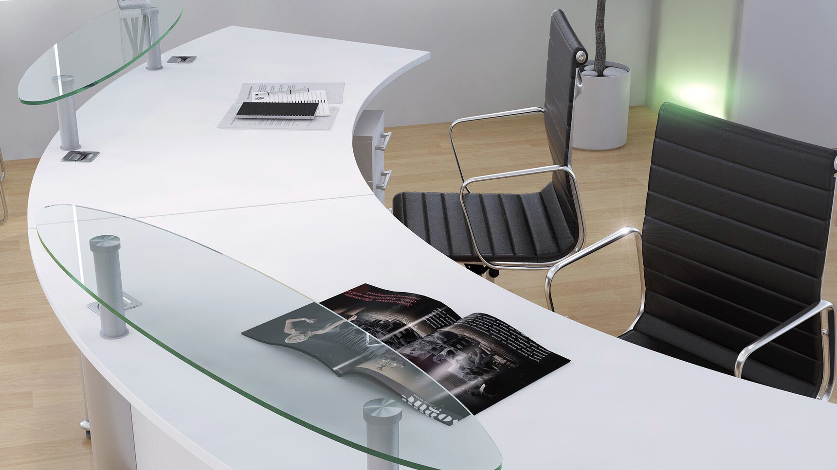 Elite Office Furniture Optima Plus Radius Reception Desk White Finish Detail Image