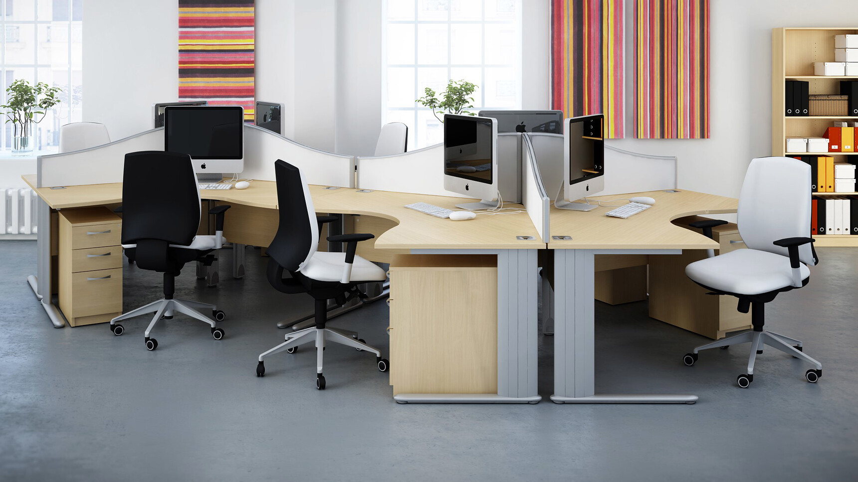 Elite Office Furniture Optima Plus 120 Degree Workstations Wood Finish In Office
