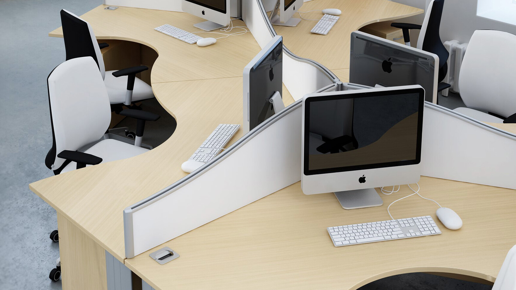 Elite Office Furniture Optima Plus 120 Degree Workstations Wood Finish Detail Image