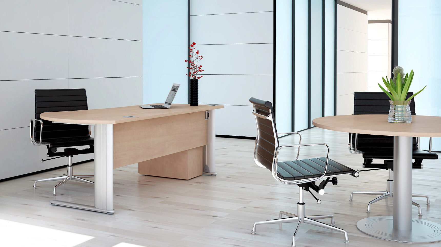 Elite Office Furniture Optima Plus Radius Executive Desk Wood Finish In Office